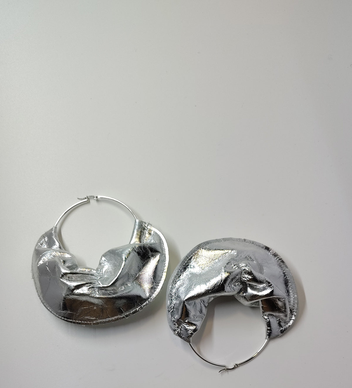 TMC Fulani Silver Leather Hoop Earrings