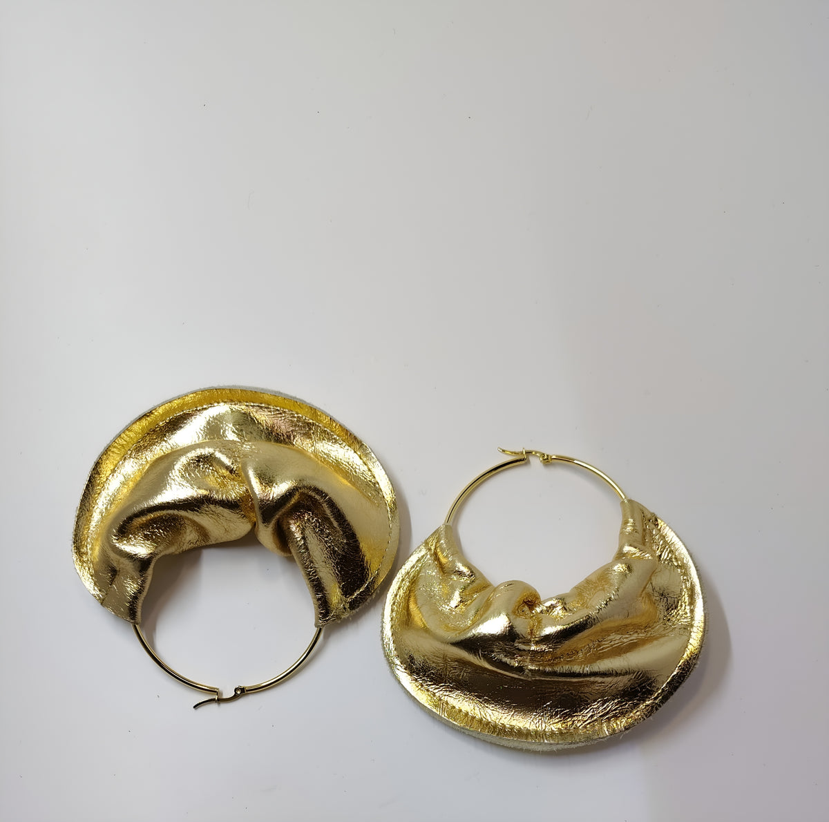 TMC Fulani Gold Leather Hoop Earrings